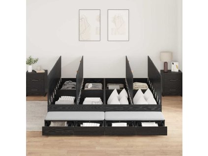 Rám postele s úložným prostorem se zásuvkou Černý dub 180 cm 3335662