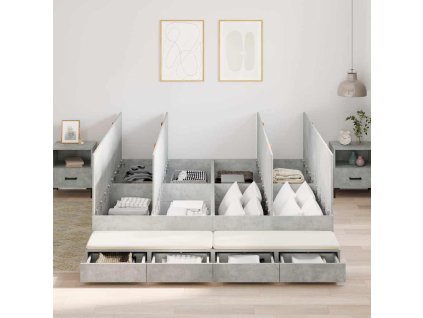 Rám postele s úložným prostorem Betonově šedá 180 cm 3335664