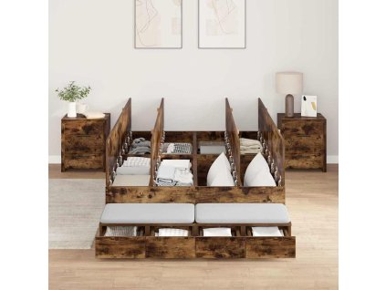 Rám postele s úložným prostorem se zásuvkou Kouřový dub 120 cm 3335689