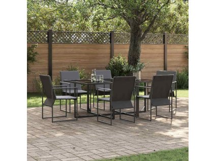 Zahradní jídelní souprava 7 pcs Černá Ocel 3335859