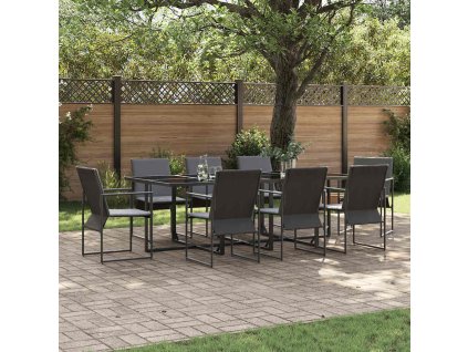 Zahradní jídelní souprava 9 pcs Černá Ocel 3335860