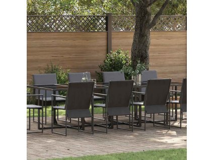 Zahradní jídelní souprava 11 pcs Černá Ocel 3335861