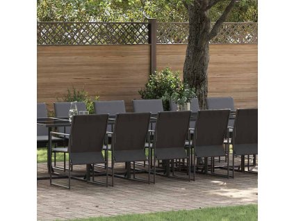 Zahradní jídelní souprava 17 pcs Černá Ocel 3335867