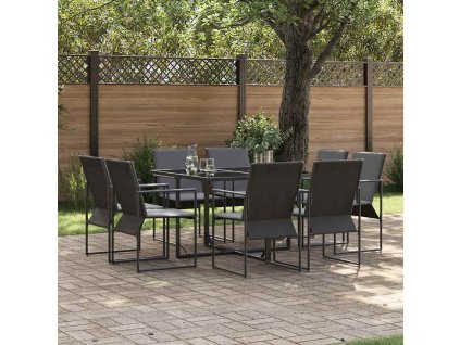 Zahradní jídelní souprava 9 pcs Černá Ocel 3335868
