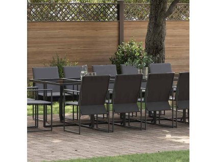 Zahradní jídelní souprava 15 pcs Černá Ocel 3335871