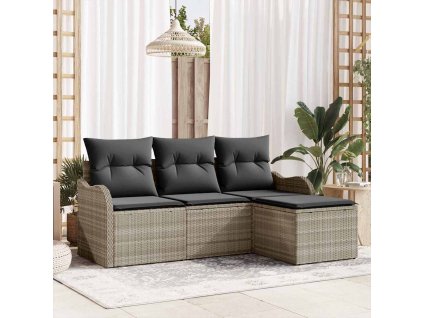 Sada zahradních pohovek 4 pcs Světle šedá Poly ratan 3345652