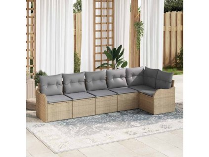 Sada zahradních pohovek 6 pcs Béžová polyratan 3345720