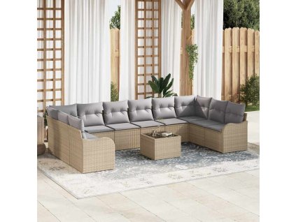 Sada zahradních pohovek Béžová polyratan 3345890