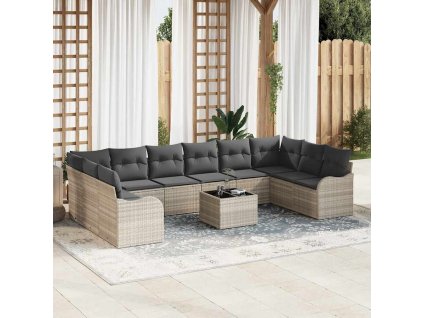 Sada zahradních pohovek Světle šedá polyratan 3345892