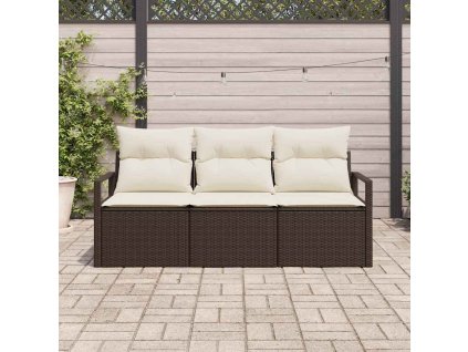 Set pohovek 3 pcs Hnědá polyratan 3346238