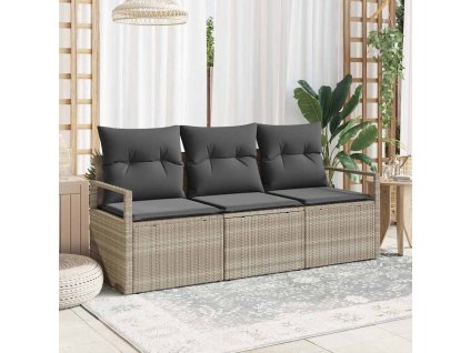 Set pohovek 3 pcs Světle šedá polyratan 3346242