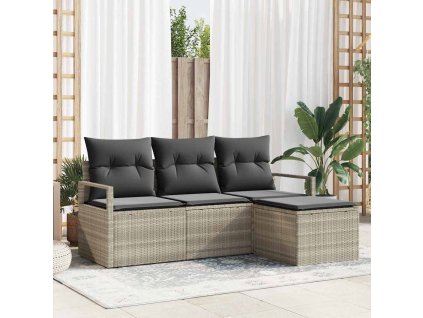 Set pohovek 4 pcs Světle šedá polyratan 3346332