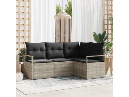 Set pohovek 4 pcs Světle šedá polyratan 3346362