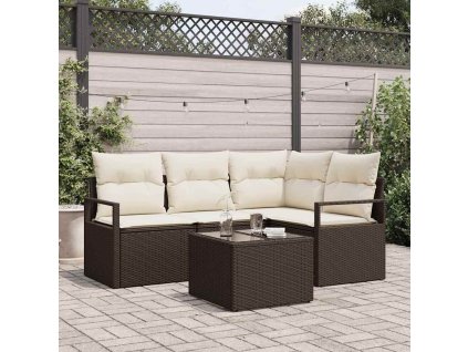 Set pohovek 5 pcs Hnědá polyratan 3346368