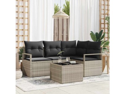 Set pohovek 5 pcs Světle šedá polyratan 3346372