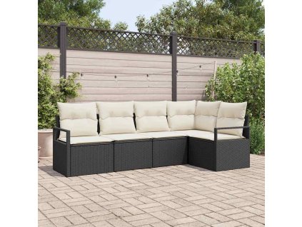 Set pohovek s polštářem 5 pcs Černá polyratan 3346377