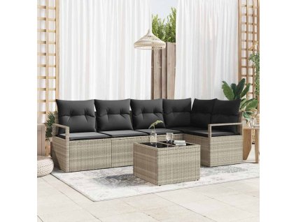 Set pohovek 6 pcs Světle šedá polyratan 3346392