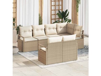 Sada zahradních pohovek 7 pcs Béžová Poly ratan 3346421