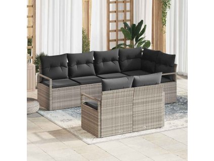 Set pohovek 7 pcs Světle šedá polyratan 3346422