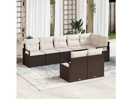 Set pohovek 8 pcs Hnědá polyratan 3346428