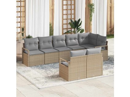 Set pohovek 8 pcs Béžová polyratan 3346430