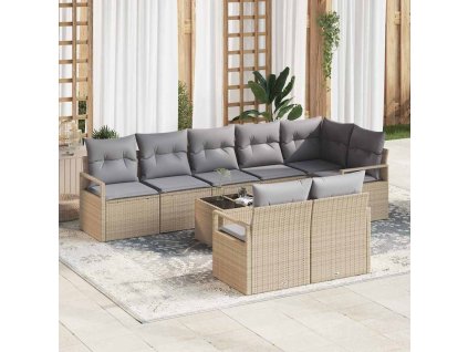 Set pohovek 9 pcs Béžová polyratan 3346440