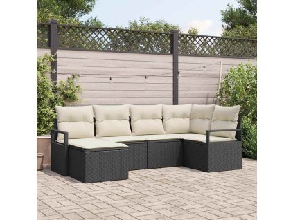 Set pohovek 6 pcs Černá polyratan 3346447