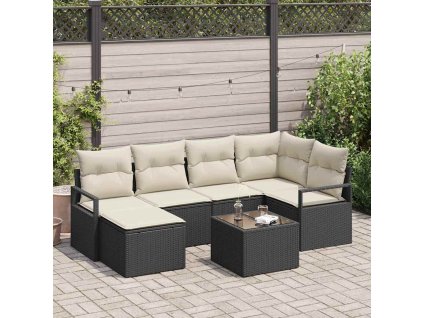 Set pohovek 7 pcs Černá polyratan 3346457