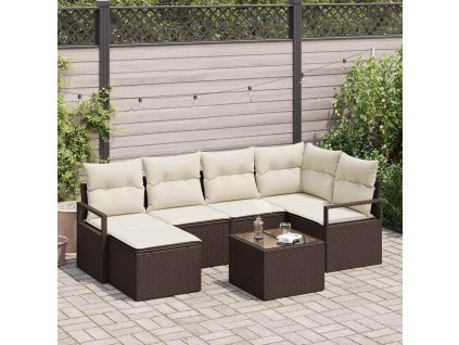 Set pohovek 7 pcs Hnědá polyratan 3346458