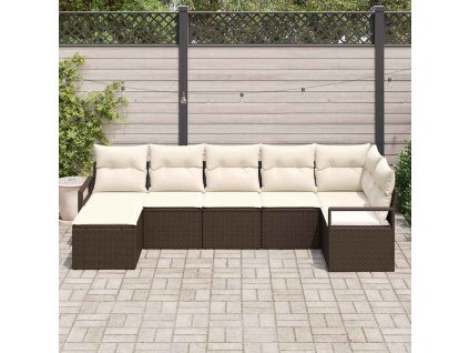 Set pohovek 7 pcs Hnědá polyratan 3346468