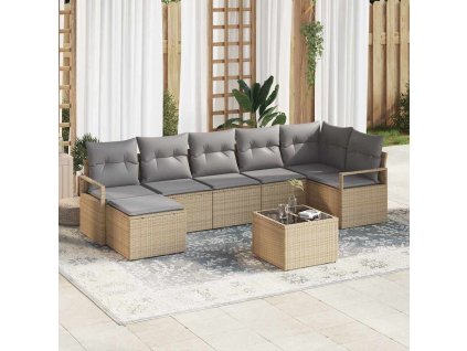 Set pohovek 8 pcs Béžová polyratan 3346480