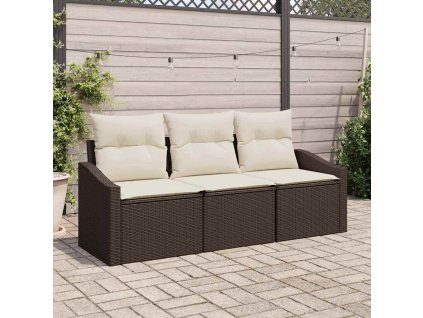 Set pohovek s polštářem 3 pcs Hnědá polyratan 3346578