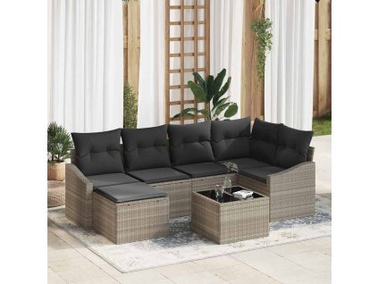 Sada zahradních pohovek 7 pcs Světle šedá Poly ratan 3346802