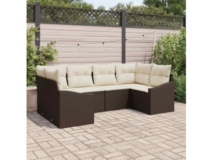 Set pohovek s polštářem 6 pcs Hnědá polyratan 3346858