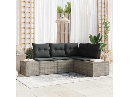 Sada zahradních pohovek 4 pcs Světle šedá polyratan 3347042