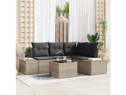 Sada zahradních pohovek 5 pcs Světle šedá polyratan 3347052