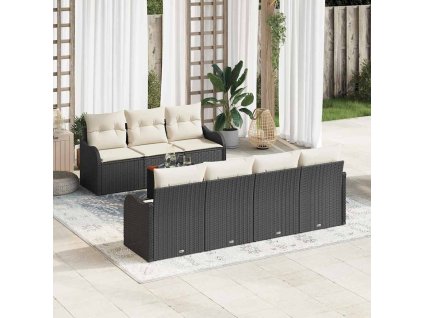 Sada zahradních pohovek 8 pcs Černá Poly ratan 3347411