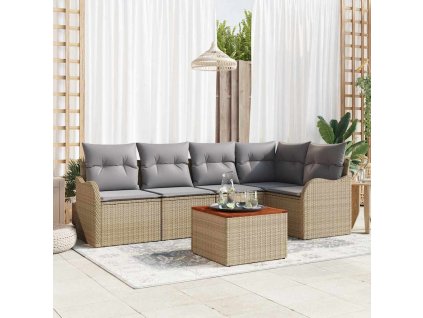 Sada zahradních pohovek 6 pcs Béžová Poly ratan 3347455