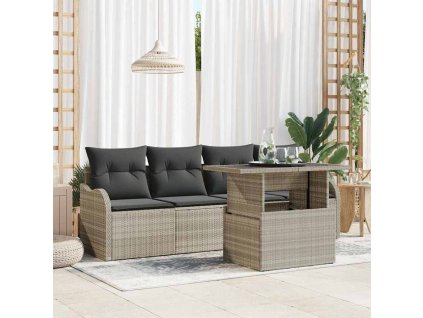 Sada zahradních pohovek 5 pcs Světle šedá Poly ratan 3348368