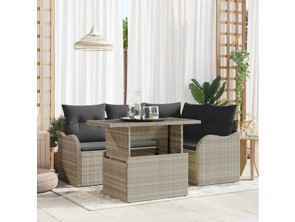 Sada zahradních pohovek 5 pcs Světle šedá Poly ratan 3348458