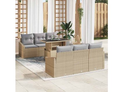 Sada zahradních pohovek 7 pcs Béžová a Světle šedá polyratan 3348926