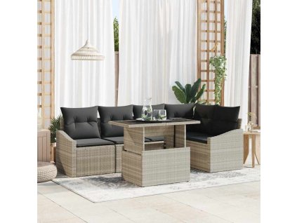 Sada zahradních pohovek s polštářem 6 pcs Světle šedá 3349008