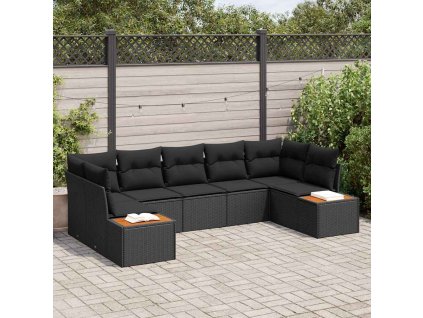 Sada zahradních pohovek s polštářem 7 pcs Černá polyratan 3348159