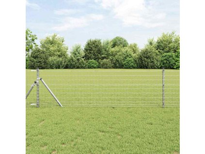 Plot s sloupkem Stříbrná 0,4 x 50 m Ocel a PVC 3350514