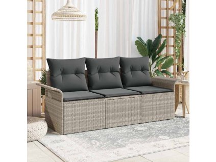 Sada zahradních pohovek 3 pcs Světle šedá Poly ratan 3353891