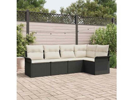 Sada zahradních pohovek s úložištěm 5 pcs Černá polyratan 3354026