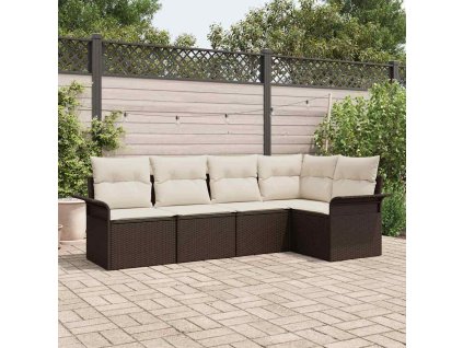 Sada zahradních pohovek s úložištěm 5 pcs Hnědá polyratan 3354027