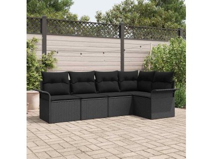 Sada zahradních pohovek s úložištěm 5 pcs Černá polyratan 3354032