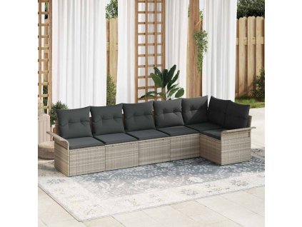 Sada zahradních pohovek s úložištěm 6 pcs Světle šedá polyratan 3354051