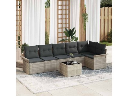 Sada zahradních pohovek 7 pcs Světle šedá Poly ratan 3354061